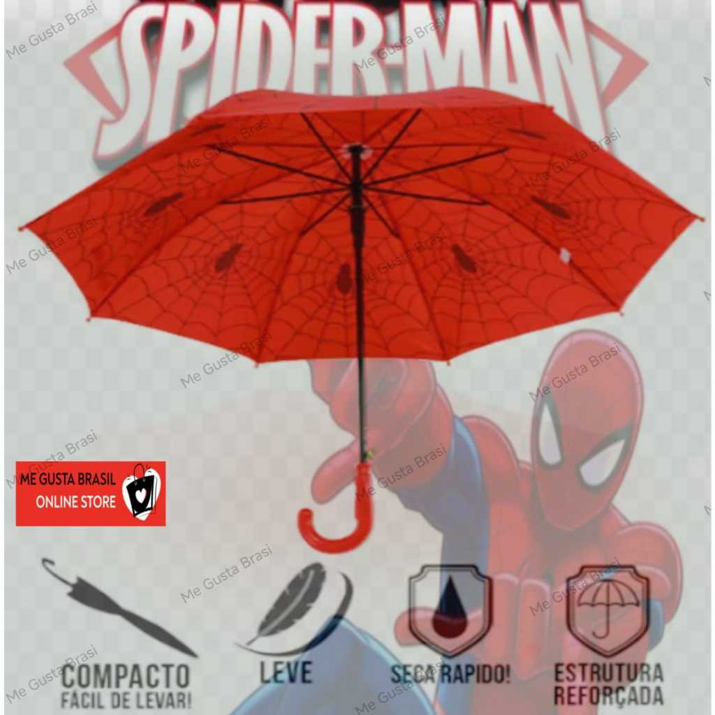 Guarda Chuva Sombrinha Automática Infantil Homem Aranha Tecido com apito