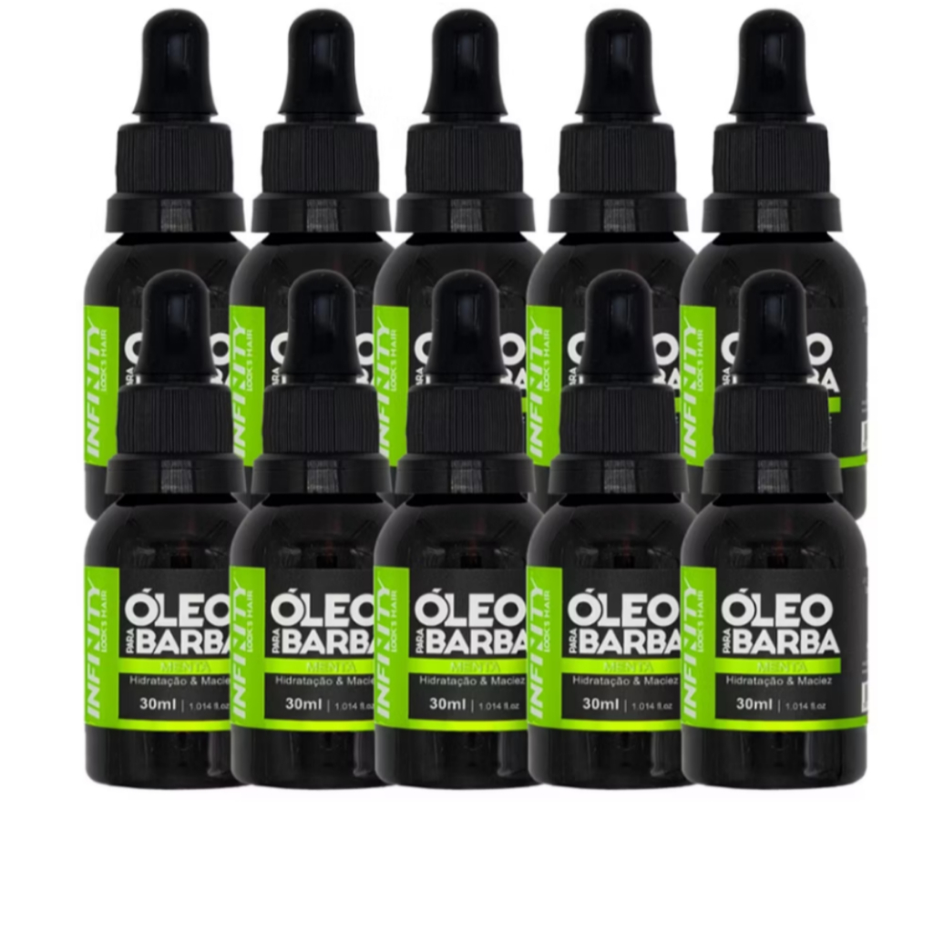 Kit 10x Óleo para Barba INFINITY LOOKS HAIR Menta Hidratação