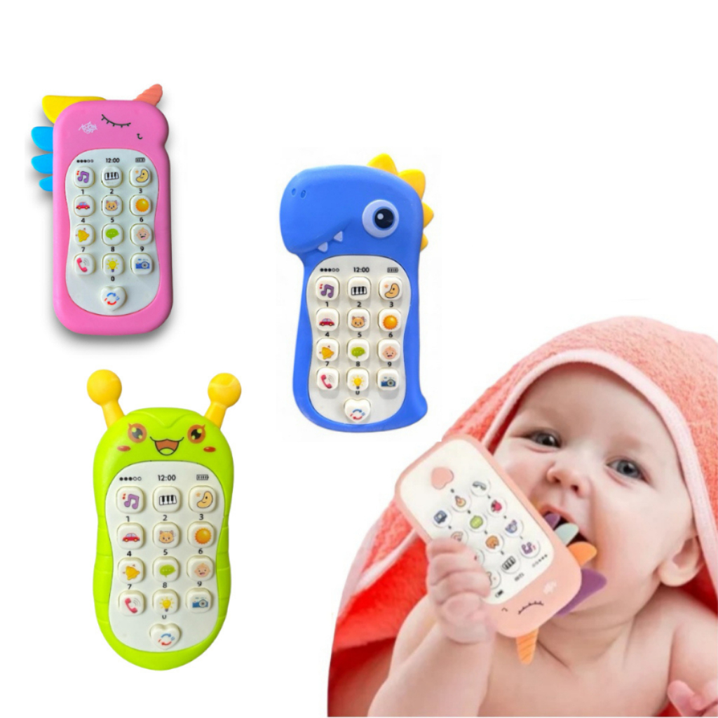 Mordedor e Telefone Celular Infantil Educativo Musical 2 em 1 brinquedo infantil para bebê
