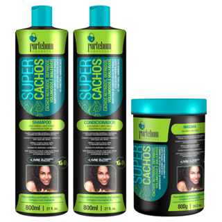Kit Shampoo, Condicionador e Máscara Super Cachos ForteBom 800ml/g em Oferta na Shopee