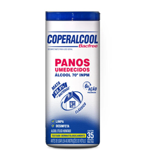 Pano Lenços Umedecidos Desinfetante Álcool 70°- Coperalcool 35 unidades em Oferta na Shopee