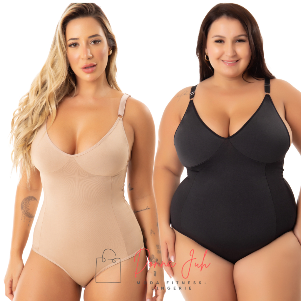 Cinta Body Modelador Com Decote Compressão Sem Bojo Suplex Alça Reforçada  Regulagem P M G GG 50 52