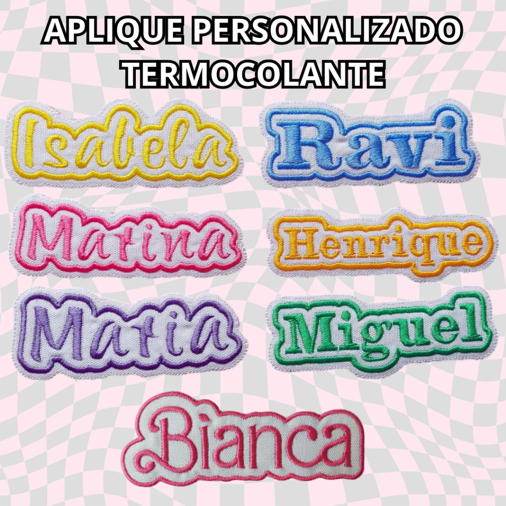 Patch Aplique Personalizado 10cm Termocolante Letras Cursivas e Serifadas a Sua Escolha