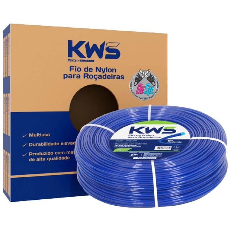 Rolo de Fio de Nylon para Roçadeira - 340 Metros - 2,5 mm - Redondo - KWS