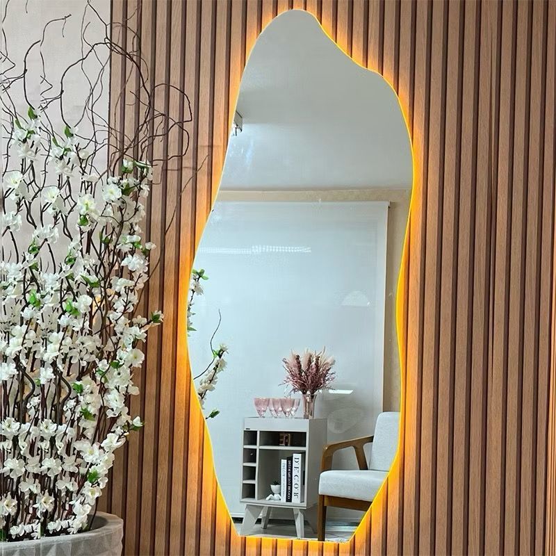 Espelho Led Orgânico Modelo Flame Decoração de Quarto Sala Banheiro Salão Pinter