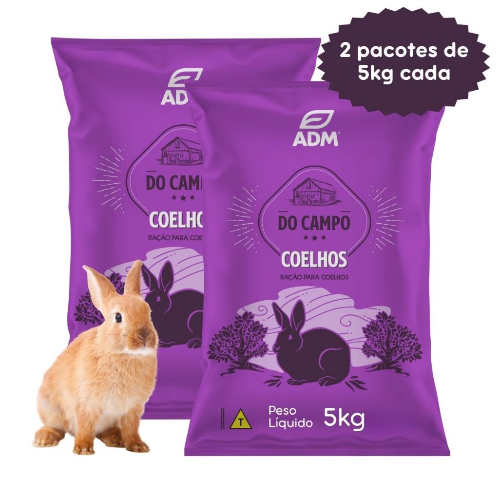 Kit 2 un DO CAMPO COELHOS Ração Para Coelhos 5kg em Oferta na Shopee