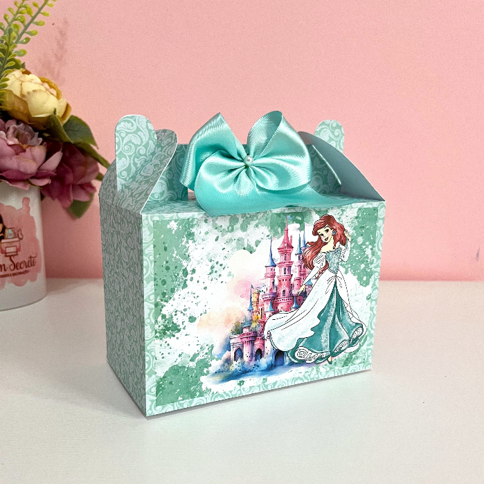 Caixa Maleta Princesa Ariel A Pequena Sereia Lembrancinha Personalizada Aniversário Princesas Disney