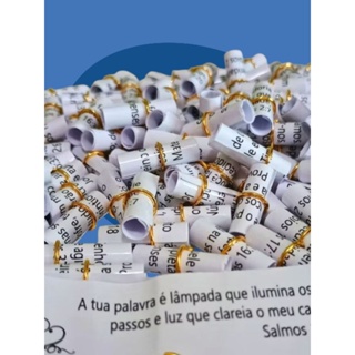 200 Versículos Promessas Enroladas Lembrancinhas Eventos Igreja, aniversário, chá de bebê Barizado em Oferta na Shopee