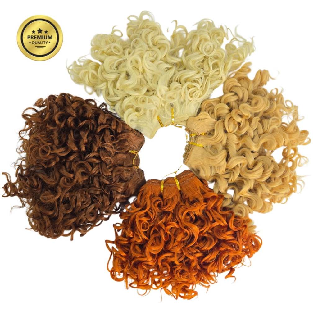Cabelo Cacheado Alto Rendimento Tira com 2,30 metro cabelo fibra orgânico para bonecas de pano, fantoche, boneca russa em Oferta na Shopee
