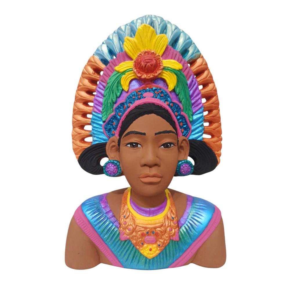 Deusa ix cacau gesso 28cm feminina maia asteca escultura cacao