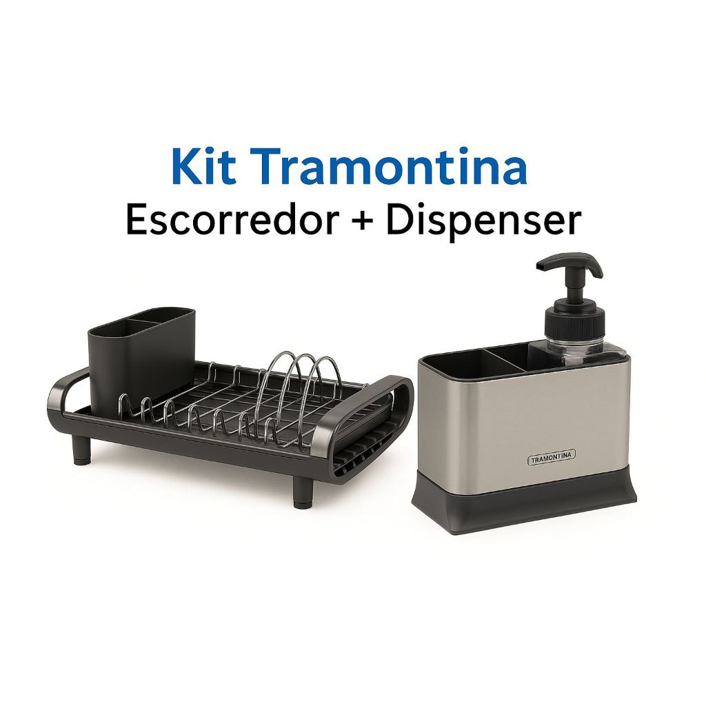 Escorredor de Louça Tramontina Plulare Com Secador Porta Talheres + Organizador de Pia Plurale em Oferta na Shopee