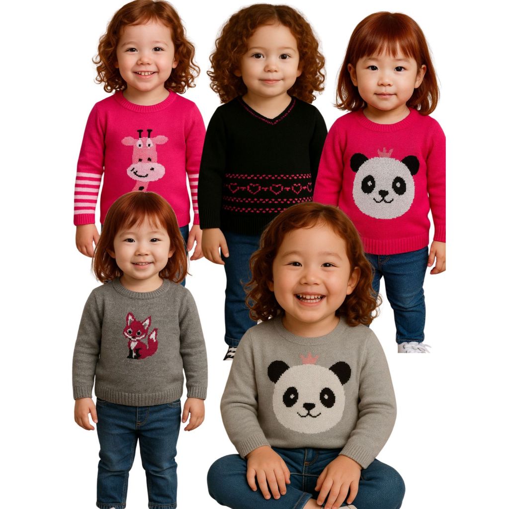 Kit 3 Suéter Feminino Infantil Menina Modelo Variadas blusas de lã Agasalho em Oferta na Shopee