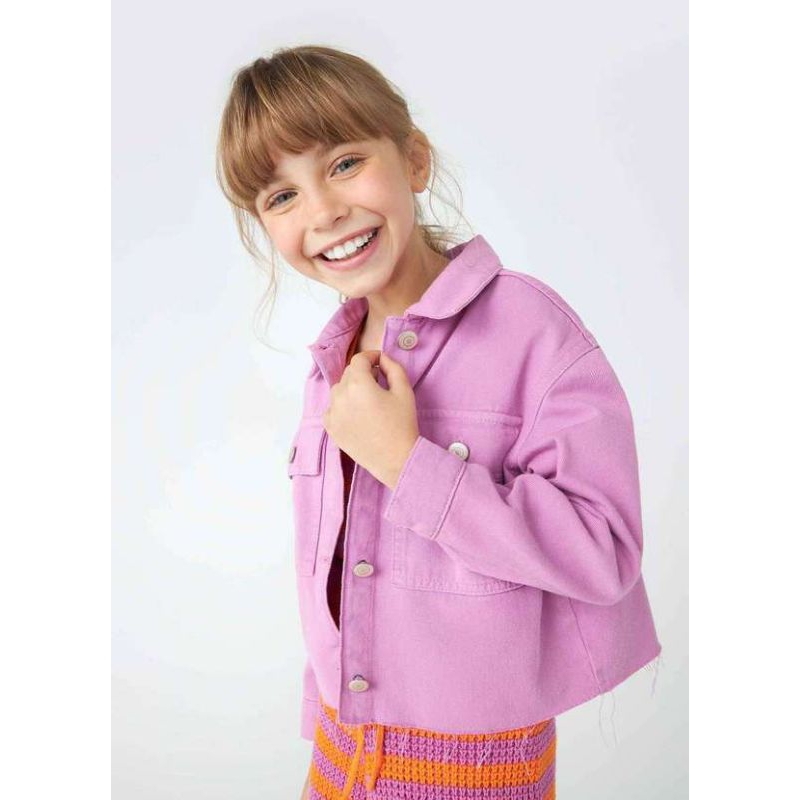 Hering - Jaqueta Cropped Infantil Menina em Sarja Roxo