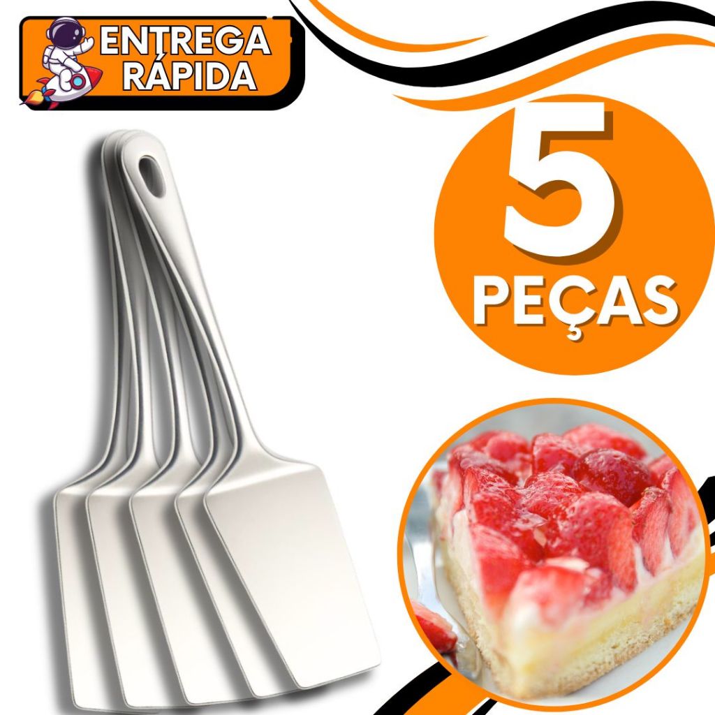 KIT  5 Espátula Reta Lisa Massa Bolo Torta Doce Chantilly  Confeitar Recheio Utensilio de Cozinha Confeitaria Restaurant