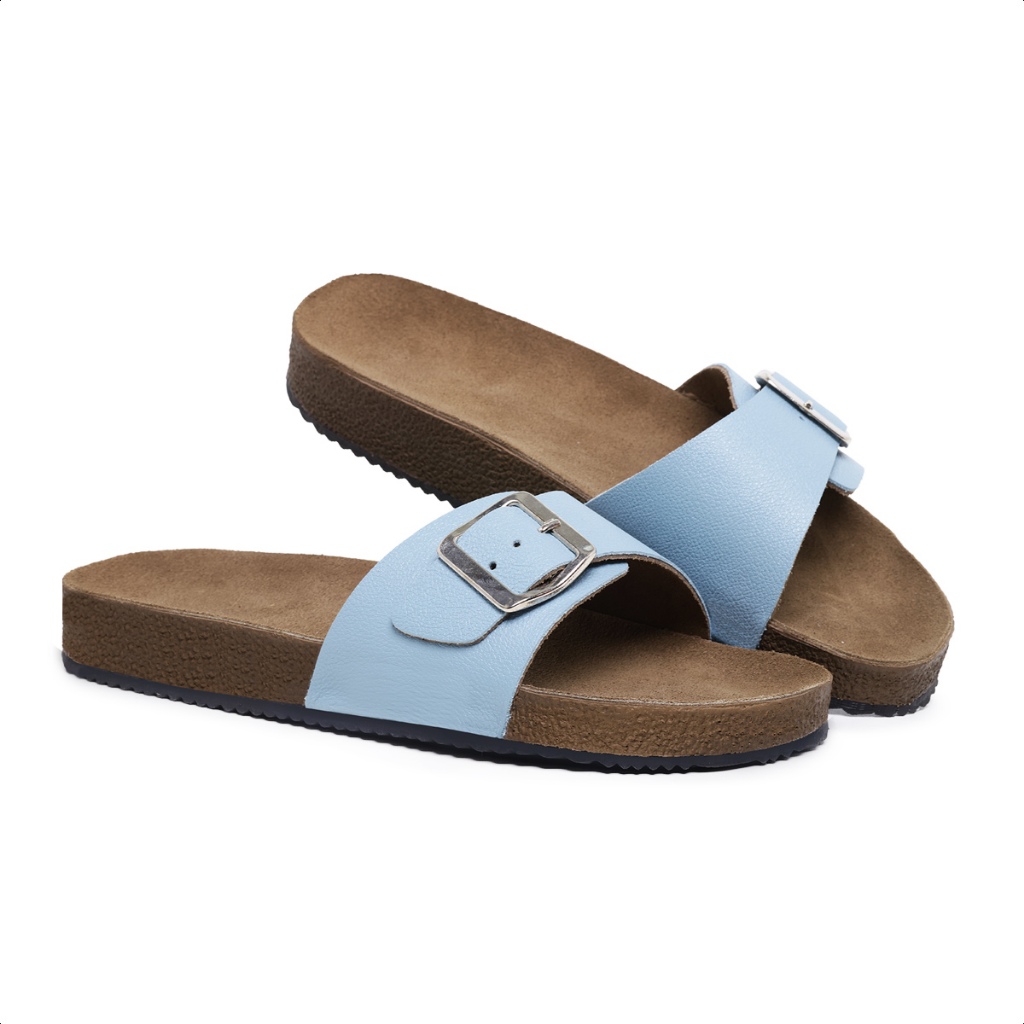 Papete Lily Feminina Couro Legitímo Ajustável Birken Confortável Sandália