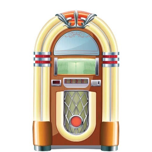 DISPLAY DE CHÃO JUKEBOX JAMS  ANOS 70 / 80 EM MDF 3 MM