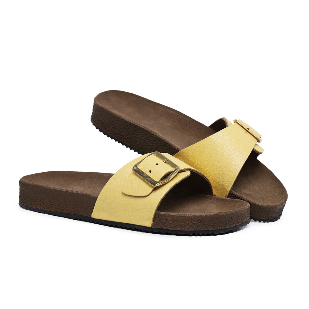 Sandália Lily Papete Couro Legitímo Fivela Ajustável Confortável Birken Modelo Novo