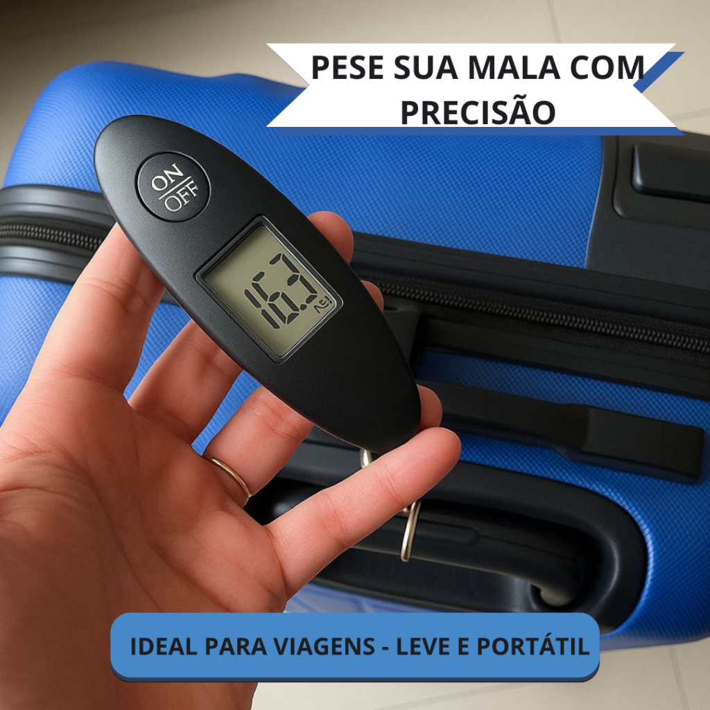 Imagem Balança De Mão Digital  40KG com Pilhas Para Bagagem Bolsa e Pesca Portátil Mala