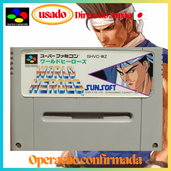 【Direto do Japão】🎮Super Famicom🎮 WORLD HEROES（Original japonês）