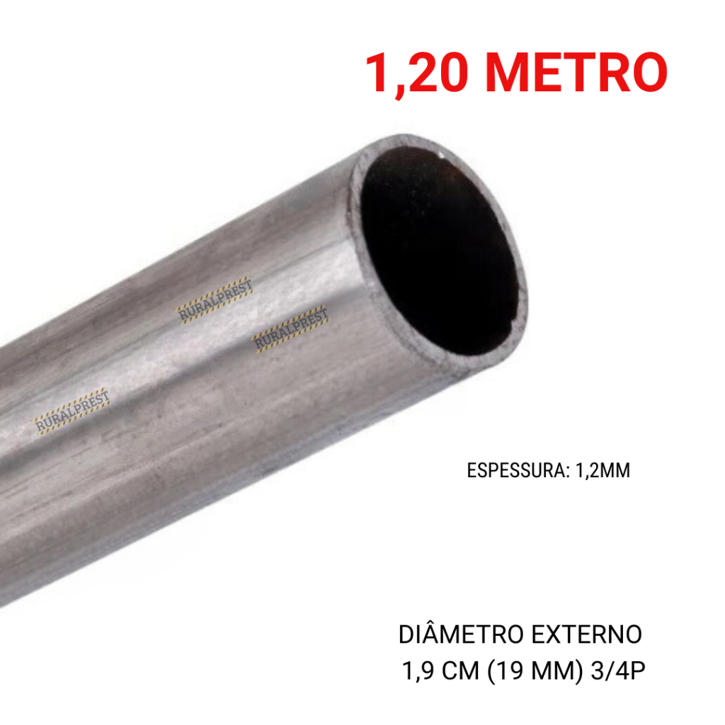 Metalon Redondo 3/4 P (19 mm) Aço Chapa 1,2 mm de espessura -  1 Peça de 1,20 metro de comprimento