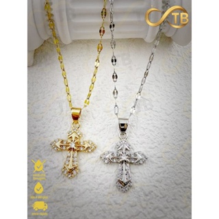 TB Moda Colar Cruz Folheado Ouro 18K com Zircônias Pingente Feminino Luxuoso Presente Religioso em Oferta na Shopee