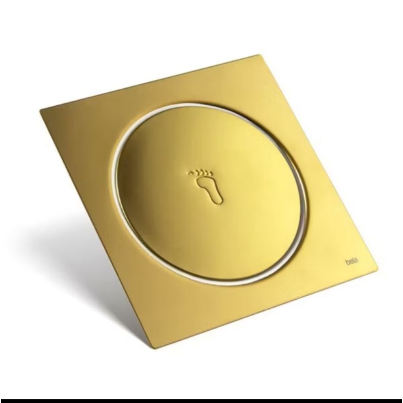 Ralo Dourado Click 10x10cm Veda Cheiro Brilhante De Banheiro Luxuoso Aço Resistente Inteligente 15416