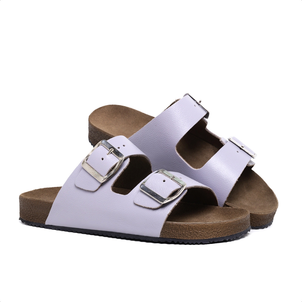 Papete Slide Feminina Birken Em Couro Legitímo Com Fivela Ajustável Confortável Sandália
