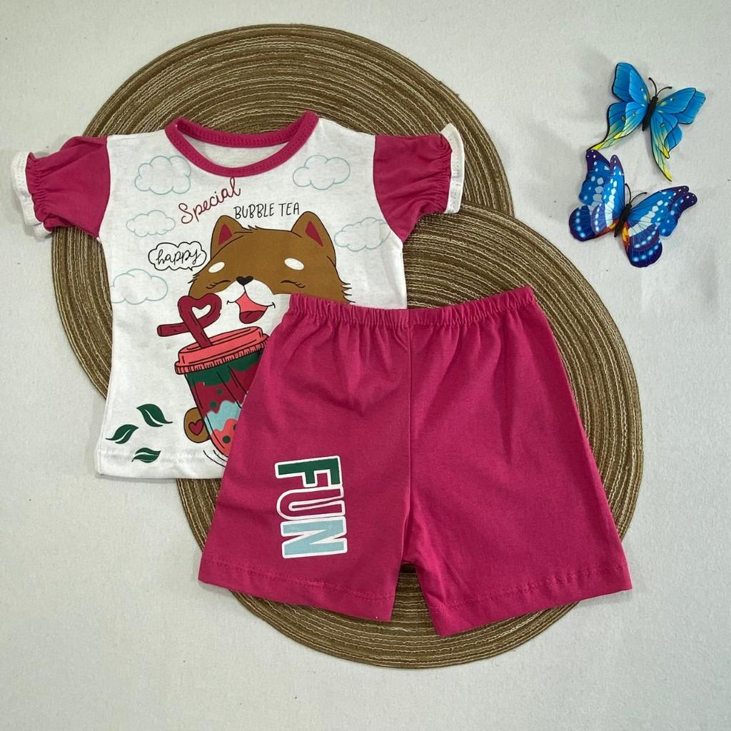 Conjunto Infantil feminino 3 a 6 Meses – Camiseta "Bubble Tea" com Short |