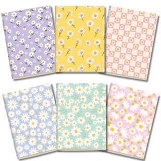 Kit Cadernetas Flores Margaridas Capa Flexível 40 Páginas Pólen A5