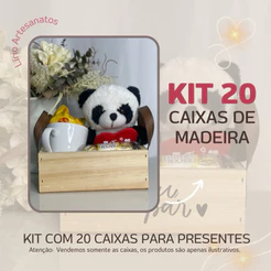 Kit 20 Caixas Românticas de Madeira Personalizadas – Dia dos Namorados / Dia das Mães / Dia dos Pais