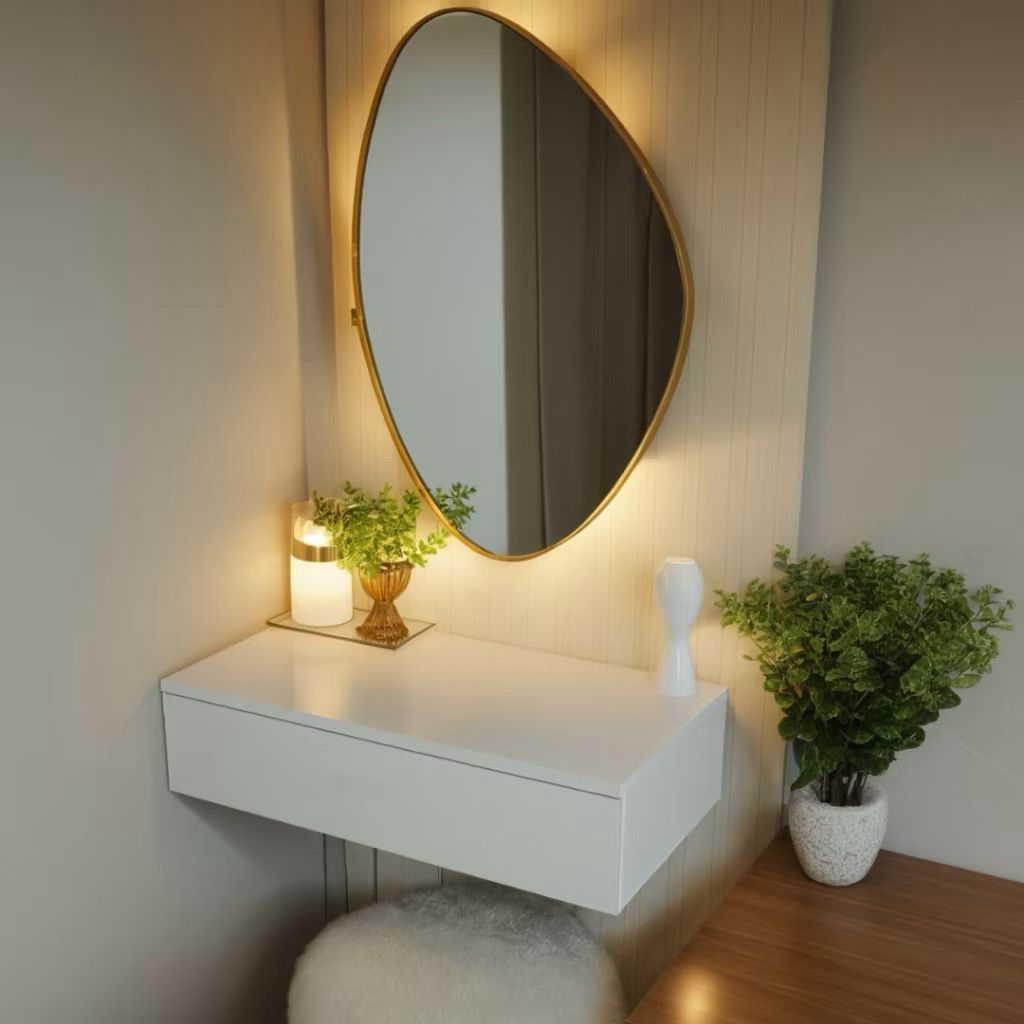Penteadeira suspensa 70cm para maquiagem com gaveta Console Camarim Corrediças para quarto moderno