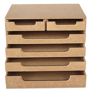 Gaveteiro p/ Folhas Sulfite A4 c/ 6 Gavetas em mdf de 6mm Material p/ Escritório Suporte Monitor Organizador