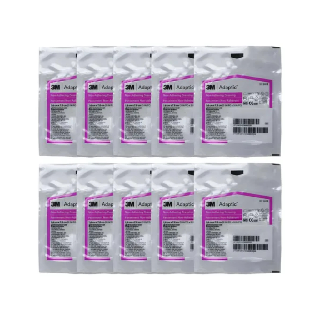 10 Uni Curativos Não Aderentes Adaptic 7.6 X 7.6 Cm - 3m