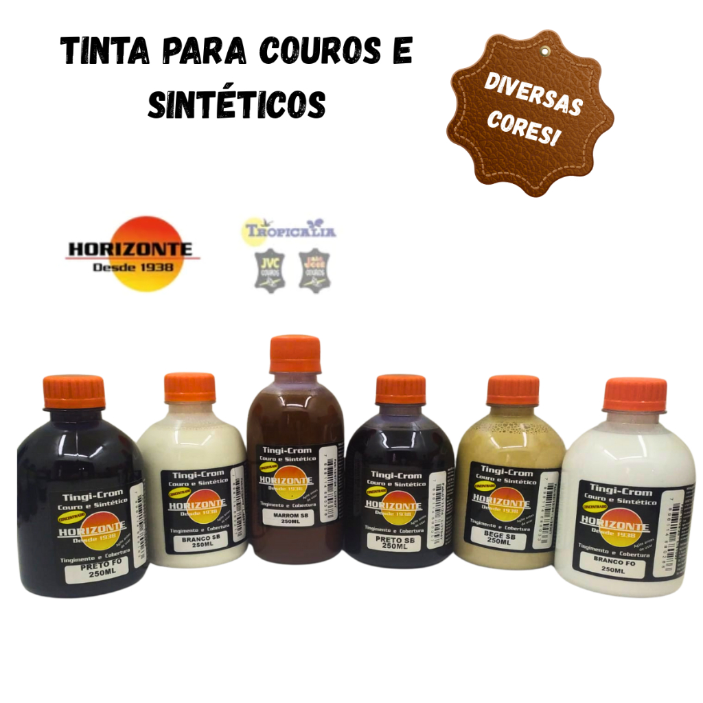 Tinta Tingi crom Horizonte couros e sintéticos 250ml diversas cores em Oferta na Shopee