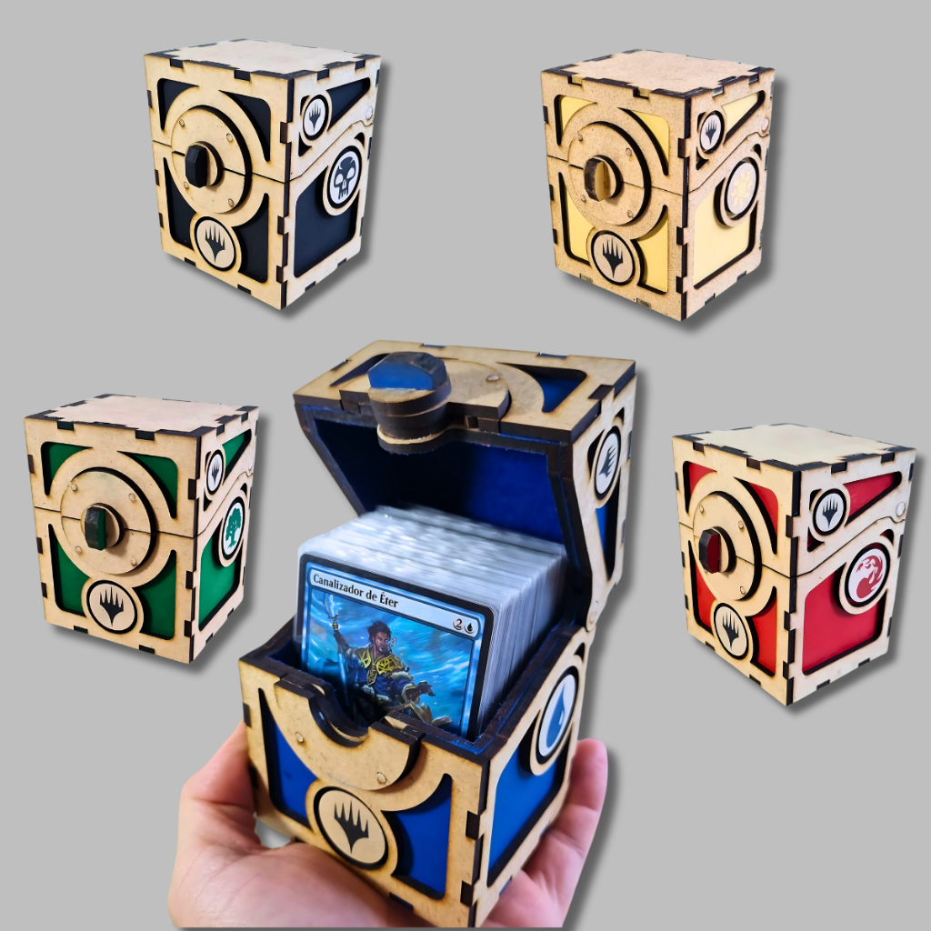 Caixa Para 100 Cartas Magic the Gathering MTG Monocor Deck Box Single ou Double Sleeve