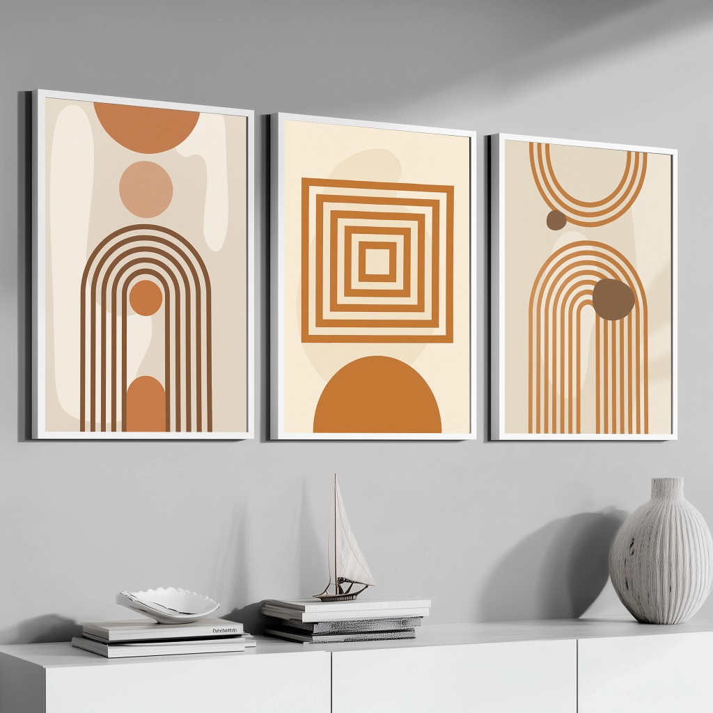Kit 3 Quadros Decorativos Com Moldura 50x70 Para Sala Quarto Escritório Moderno Luxuoso