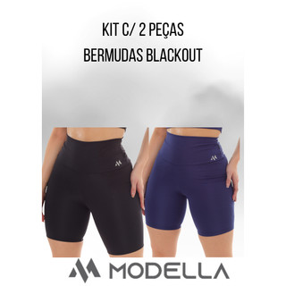 Kit 2 Bermuda Blackout Feminina Moda Academia Com Elasticidade