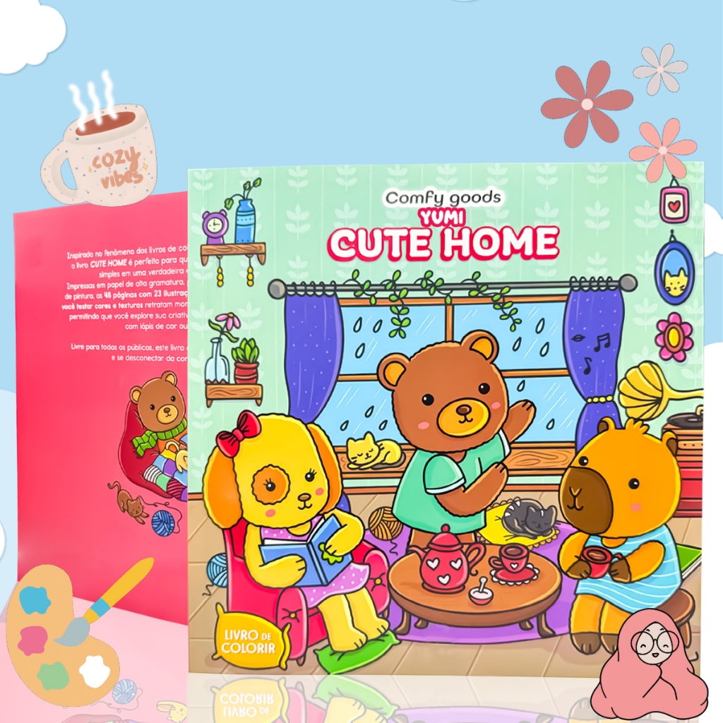 Livro de Colorir Comfy Cute Home Goods Caderno de Desenho Pintura Folhas 180G + Acetato em Oferta na Shopee