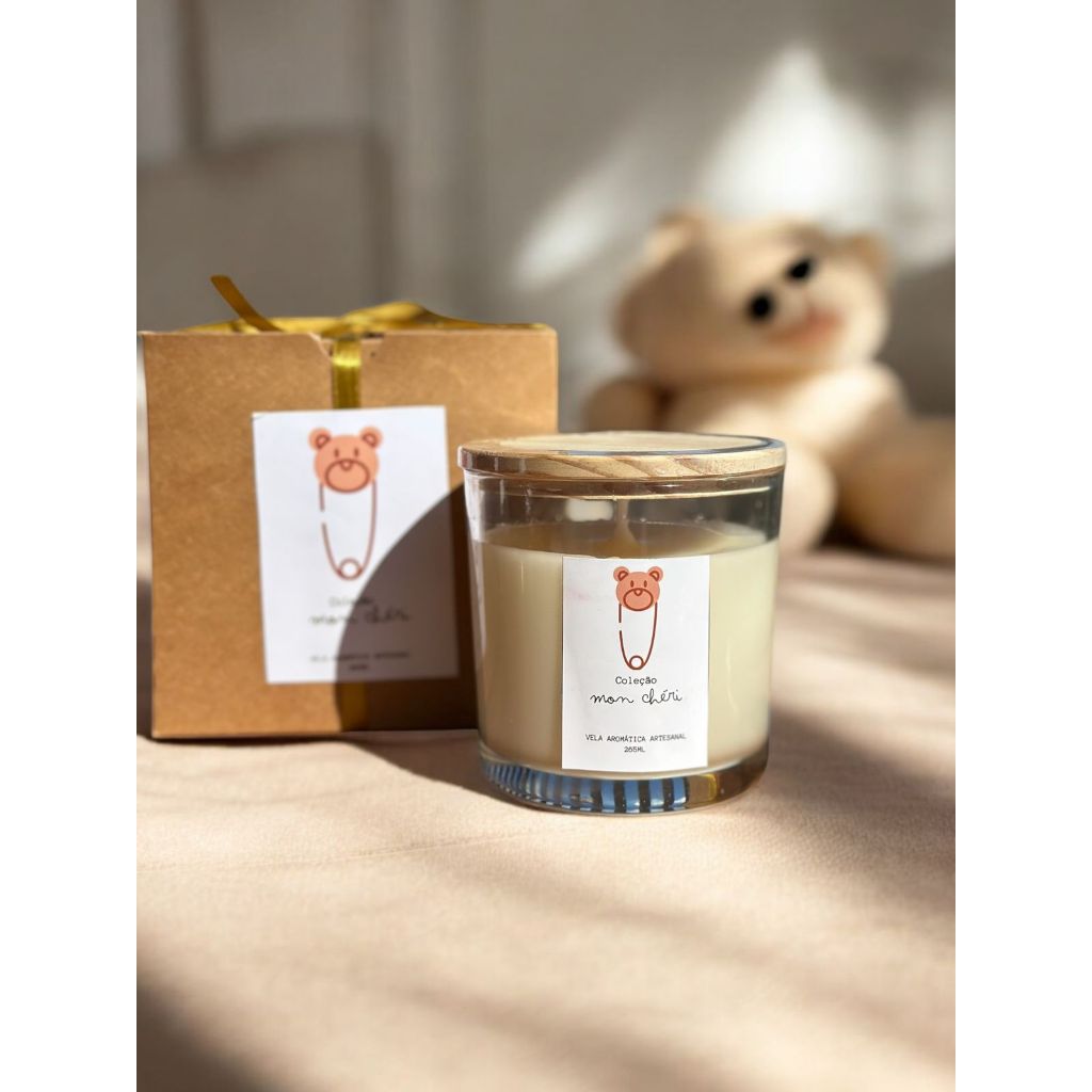 Vela aromática cheirinho de bebê| vela artesanal vegana| decoração quarto bebê| Presente chá de bebê| Brulèe aromas