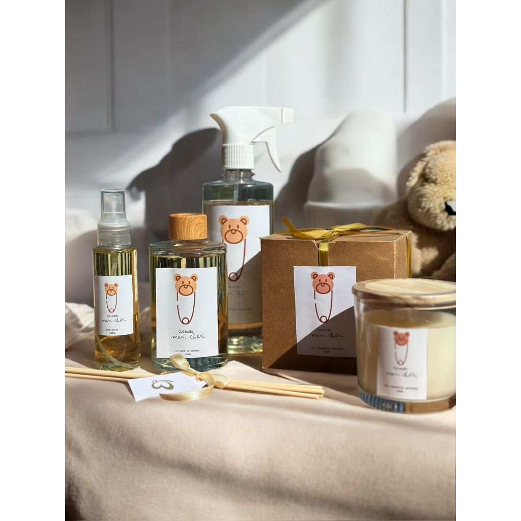 Kit Completo Presente Cheirinho de Bebê| Presente Chá de bebê| Presente chá revelação| Decoração quarto de bebê| Brulee