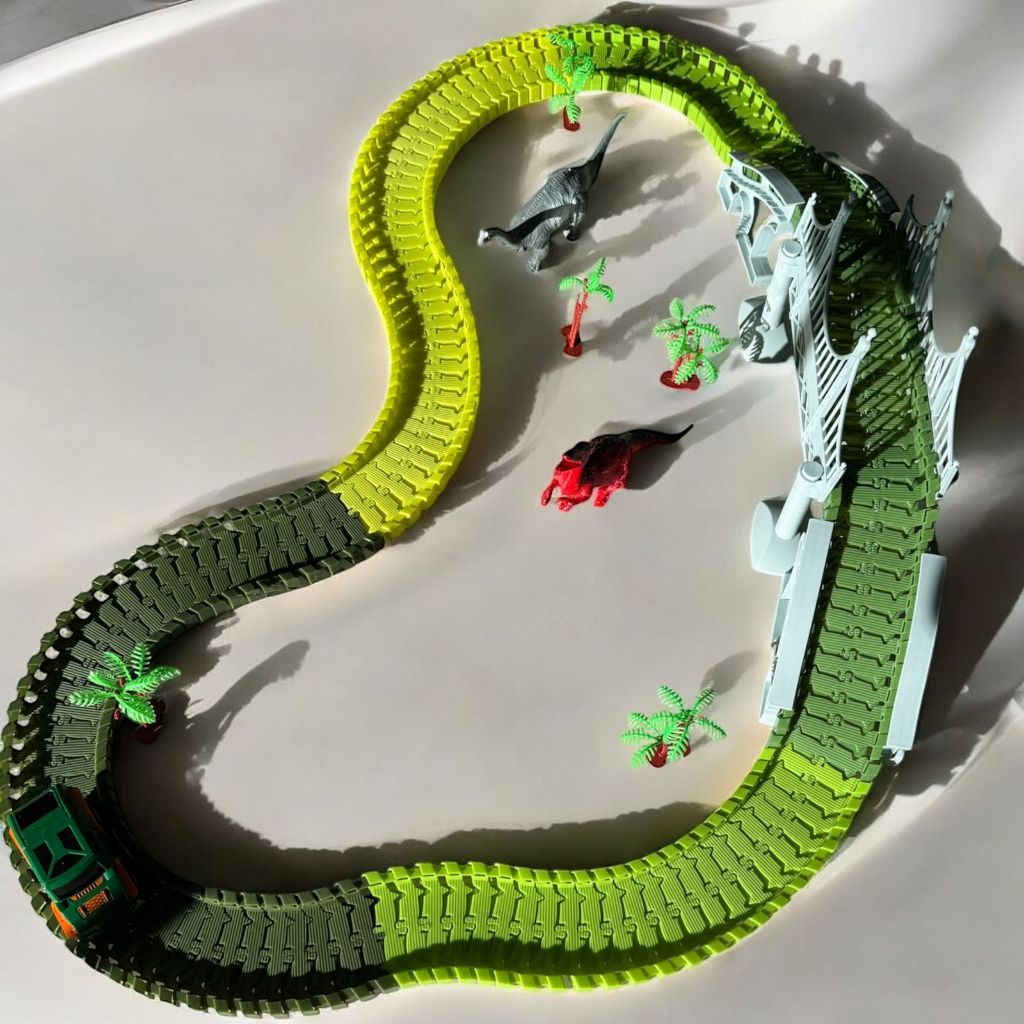 Pista Dinossauro Brinquedo Infantil Corrida com Carrinhos e Dinossauros Interativos