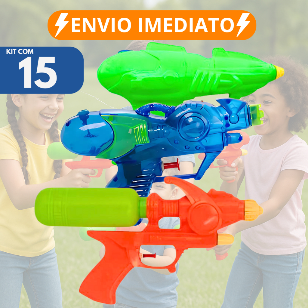 Kit 15 Pistola Lanca Agua Com 5 Jatos Allien Splash Water Shot  Fresh Jet  Cor Sortida 15CM