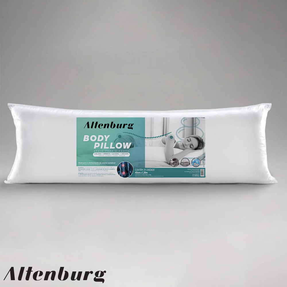 Travesseiro de Corpo Body Pillow Microfibra Altenburg Branco - 40cm x 1,30m em Oferta na Shopee