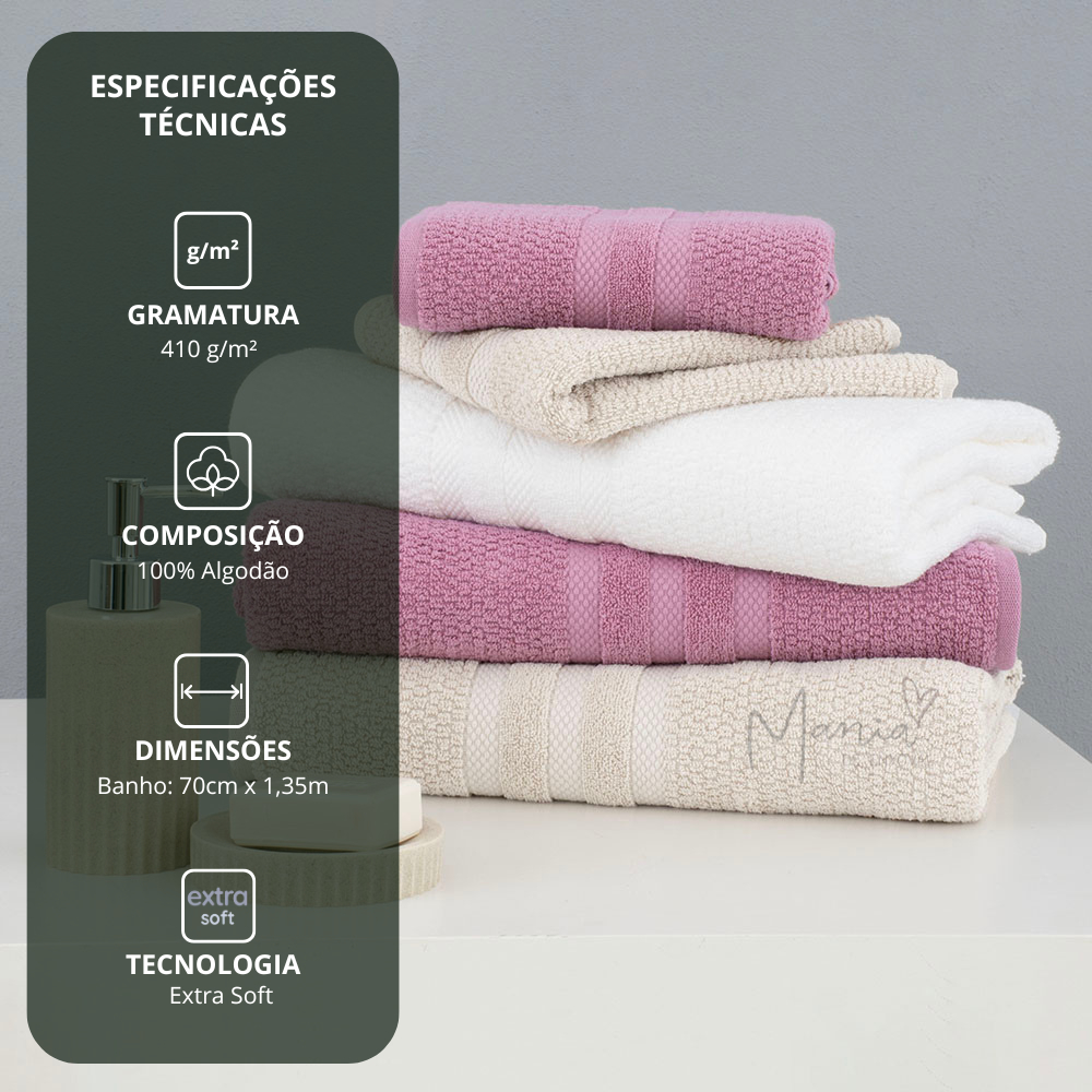 Detalhes do Toalha De Banho Budemmeyer 100% Algodão Extra Soft 410 g/m² Ótima Absorção Vanilla