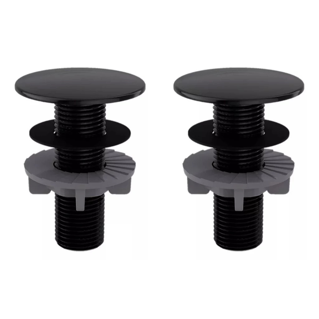 2 Tampão Tapa Furo Plug ABS 1/2 Lavatório/ Bidê/ Pia/ Cuba/ Banheiro - Preto