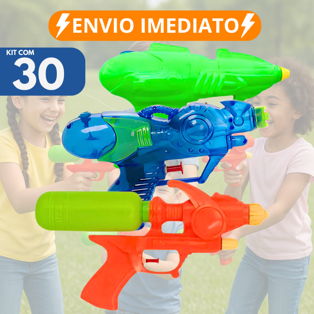Kit 30 Pistola Lanca Agua Com 5 Jatos Allien Splash Water Shot  Fresh Jet  Cor Sortida 15CM