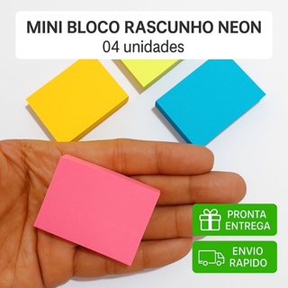 Mini Bloco Adesivo Neon - Organização - Anotações - Escola - Estudo - Escritório - Papelaria Criativa em Oferta na Shopee