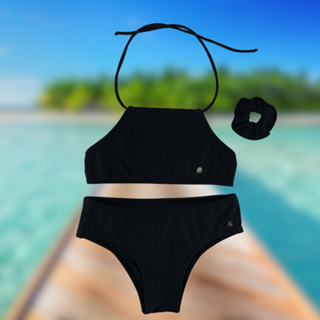 Biquini Menina Moça Juvenil Preto Liso Grappin em Oferta na Shopee