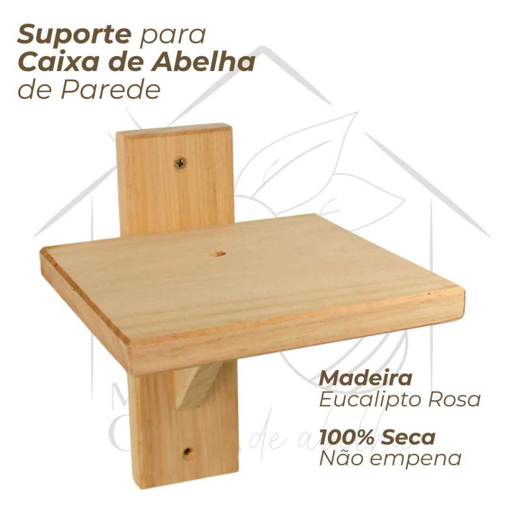 Suporte de Parede para Caixa de Abelhas Sem Ferrão – Jataí Mirim Mandaçaia Uruçu