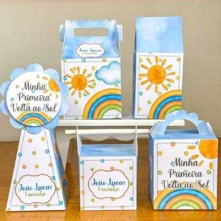 KIT FESTA MINHA PRIMEIRA VOLTA AO SOL Personalizado pegue e Monte Lembrancinhas - Caixinha Personalizadas - papelaria